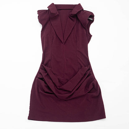 Sleeveless Deep V Blazer Ruched Bodycon Mini Dress