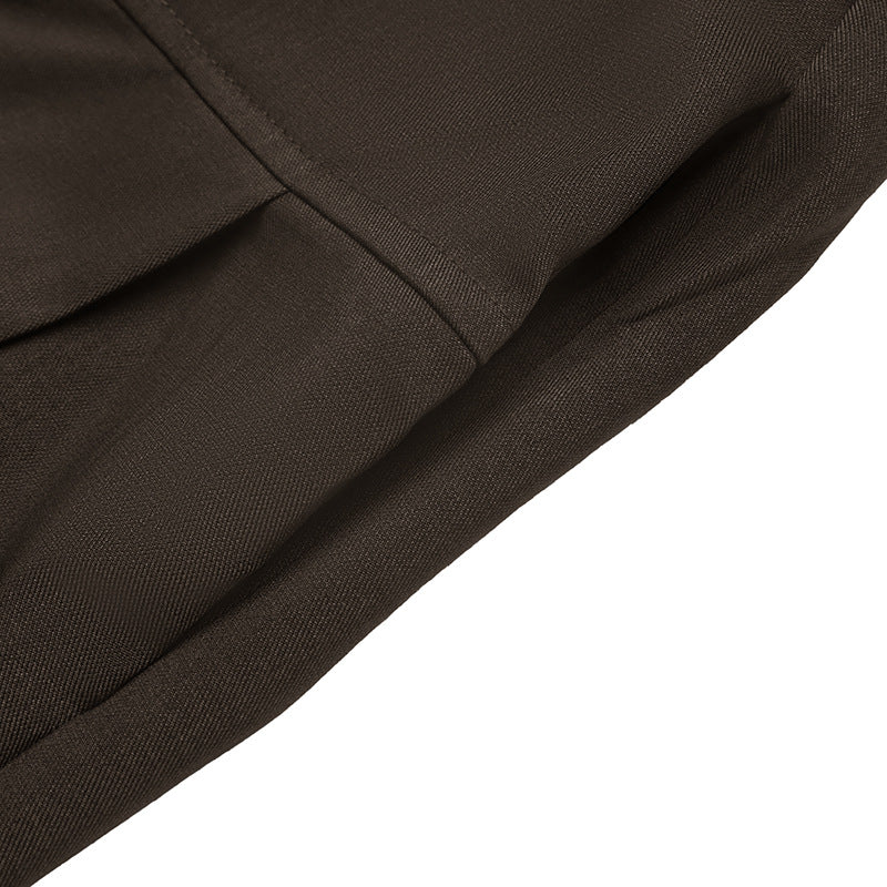 Women's Vintage High Waist Brown Wide Leg Drapey Pants