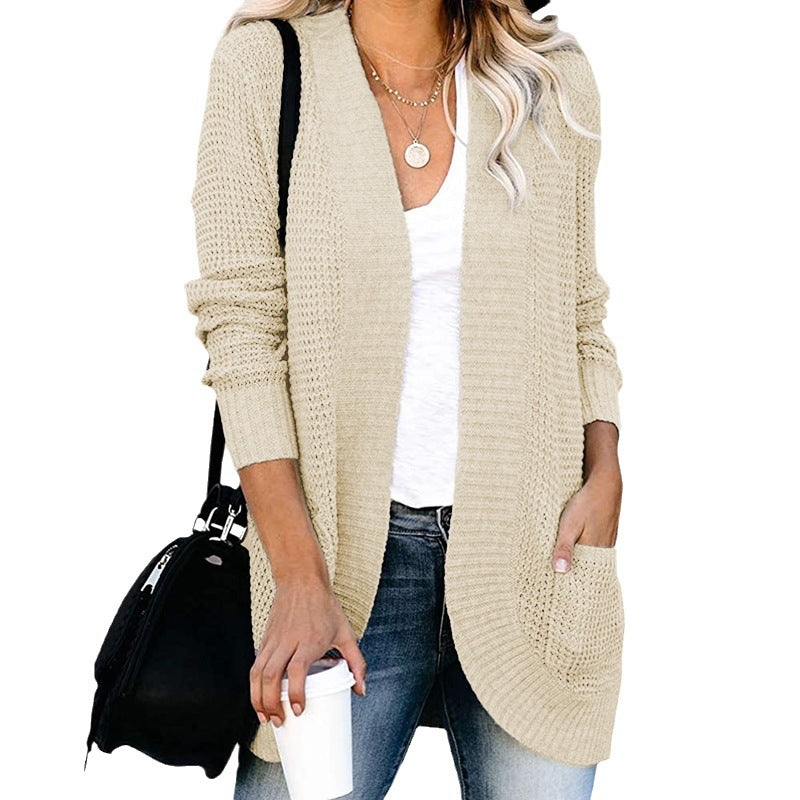 Women's Oversized Chunky Knit Open Front Cardigan Pockets