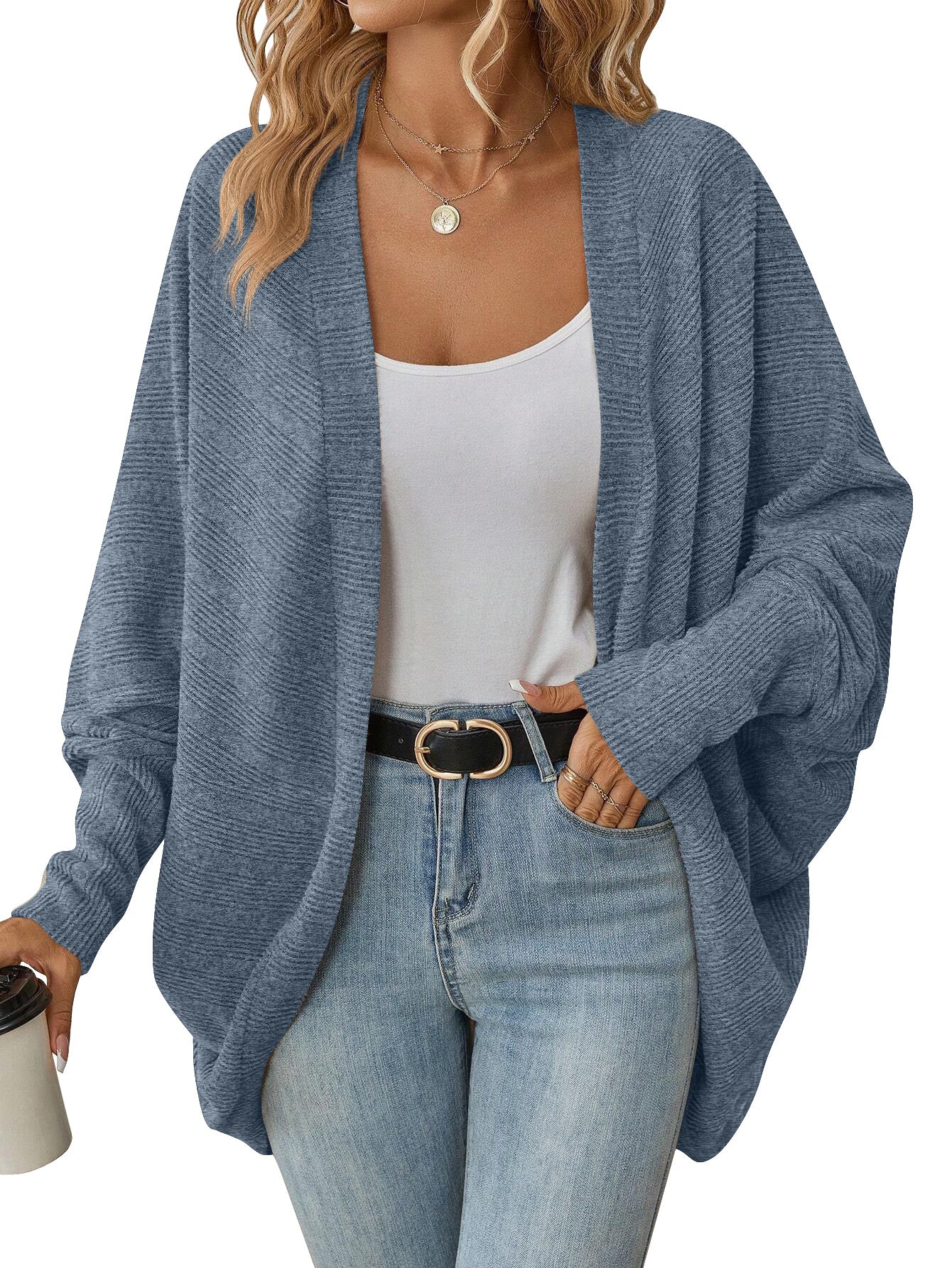 Bat Sleeve Cardigan Knitted Jacket Loose Fit