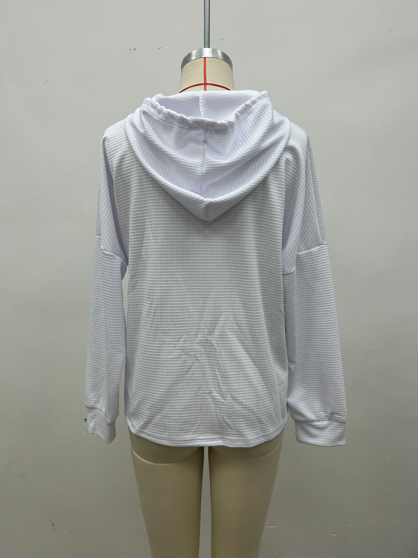 Women's Oversized Waffle Knit Hoodie Drawstring Pullover