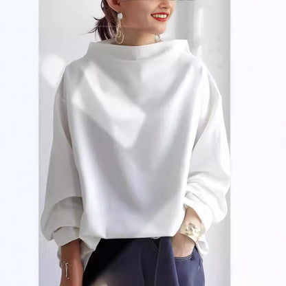 Women's Oversized Mock Neck Long Sleeve Sweatshirt