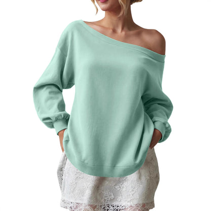 Women's Off Shoulder Sweatshirt Oversized Long Sleeve Top