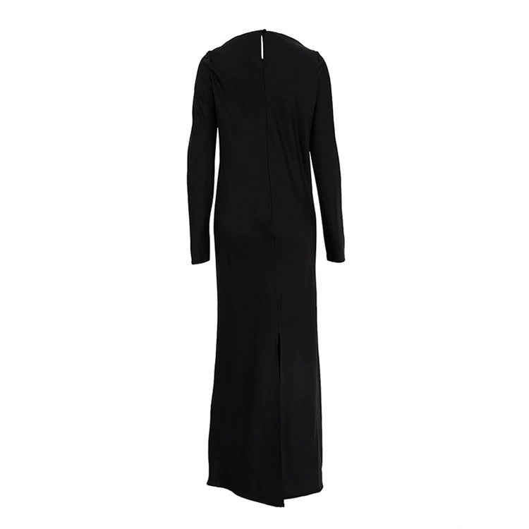 Elegant Satin Long Sleeve Bodycon Maxi Dress