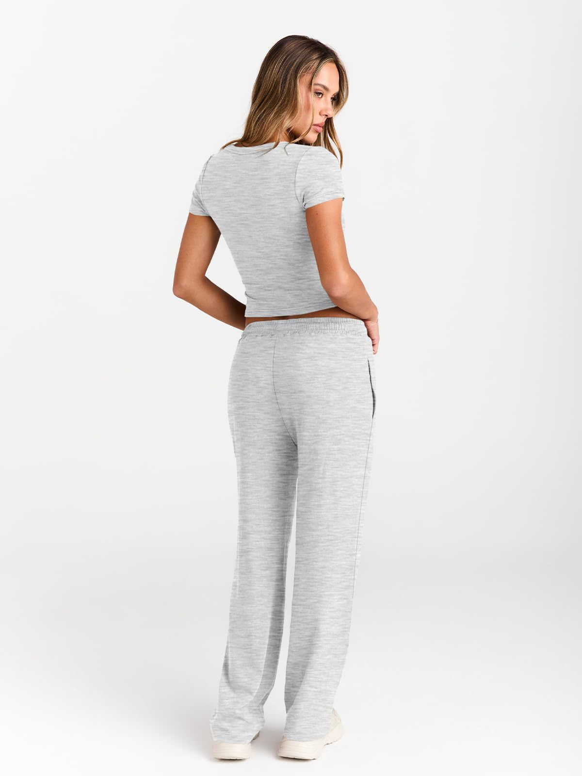 Crop Tee & Wide Leg Pants Lounge Set for Women