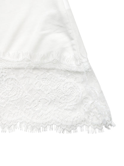 Lace Hem Knit Top Short Sleeve Casual Summer Blouse