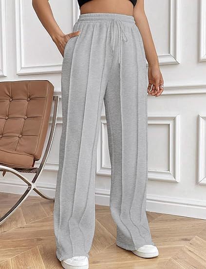 High Waist Cotton Wide Leg Drawstring Pants