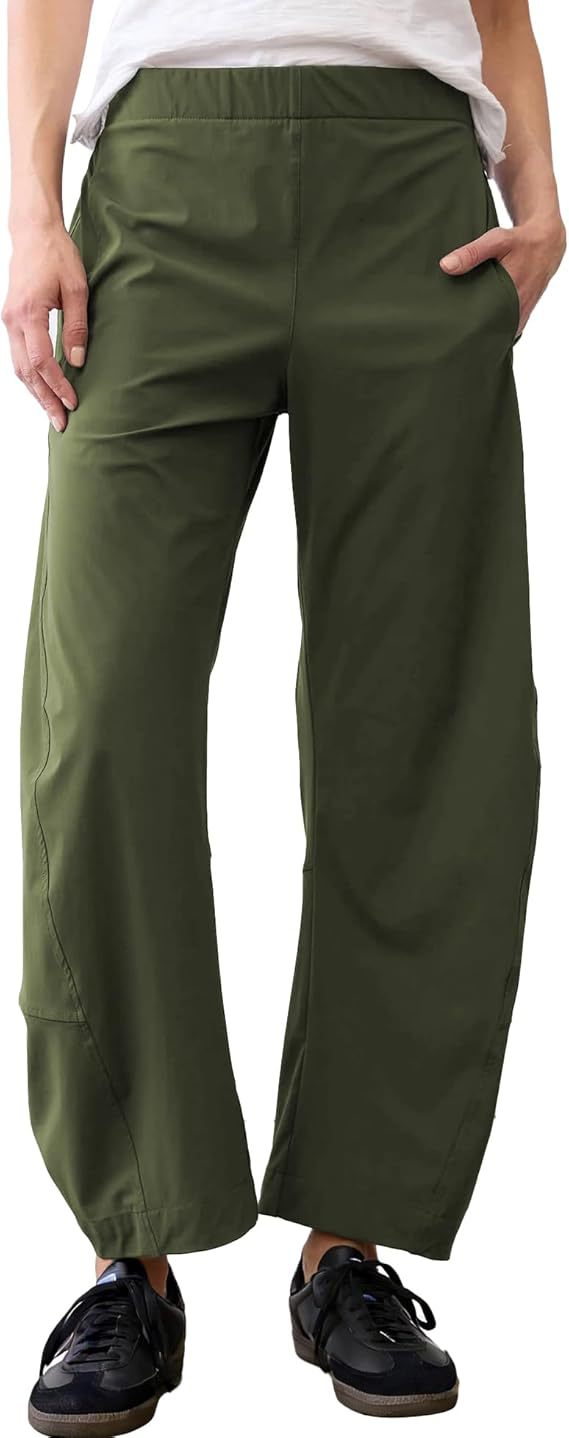 Women's Flowy Barrel Leg Pants Lightweight Travel Casual