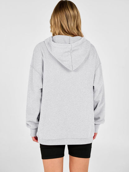 Snap Button Oversized Pullover Hoodie Sweatshirt