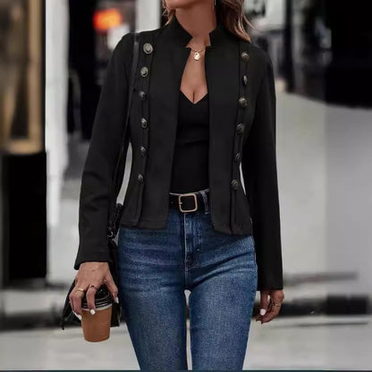 Women's Vintage Suede Jacket Double Breasted Long Sleeve