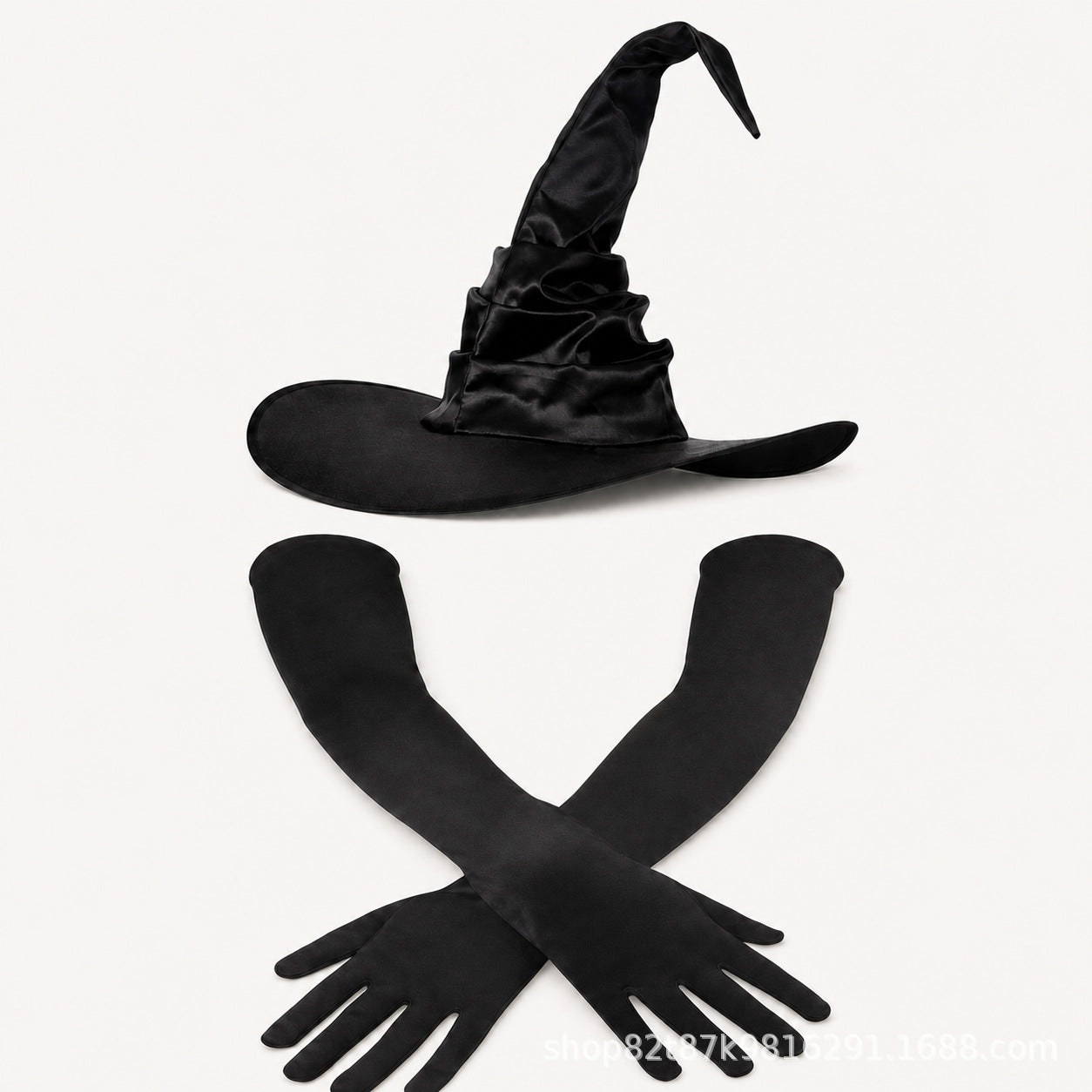 Adult Halloween Witch Hat Long Gloves Costume Set