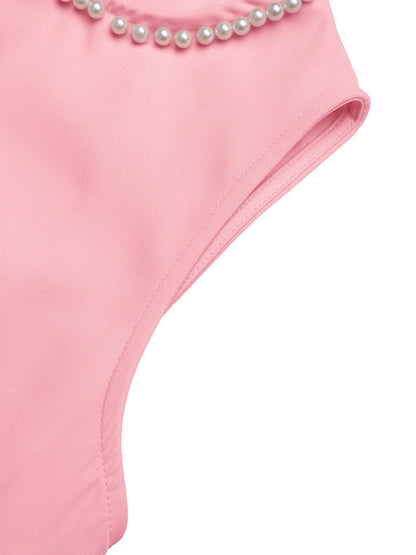 Pink Pearl Mini Dress Sleeveless Cocktail Party Dress