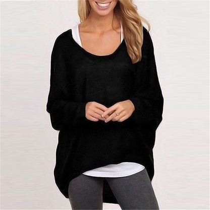 Women's Oversized Crewneck Knit Pullover Sweater Top
