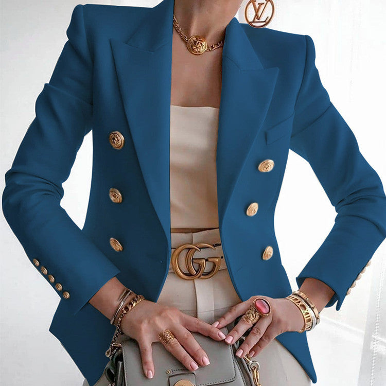 Cropped Double Breasted Blazer Jacket Tailored Fit