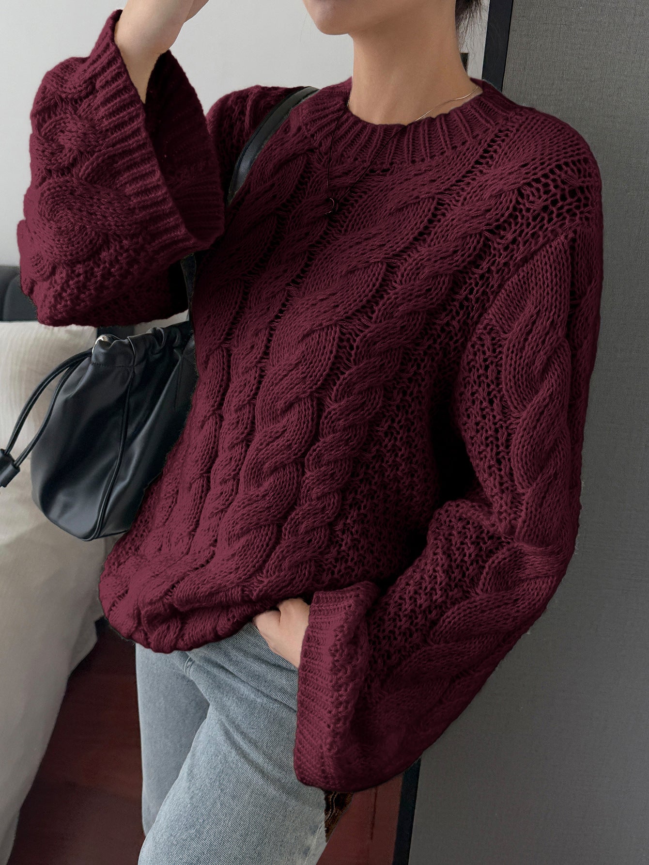 Chunky Cable Knit Oversized Sweater Women