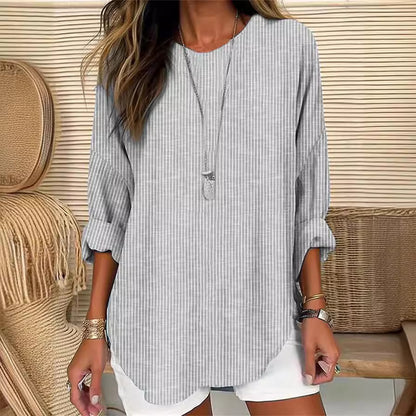 Women's Striped Long Sleeve Loose Casual Tunic Top