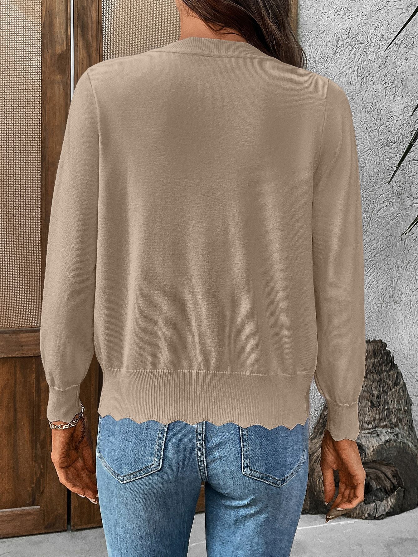 Women’s V-Neck Lettuce Edge Knit Cardigan Summer Top