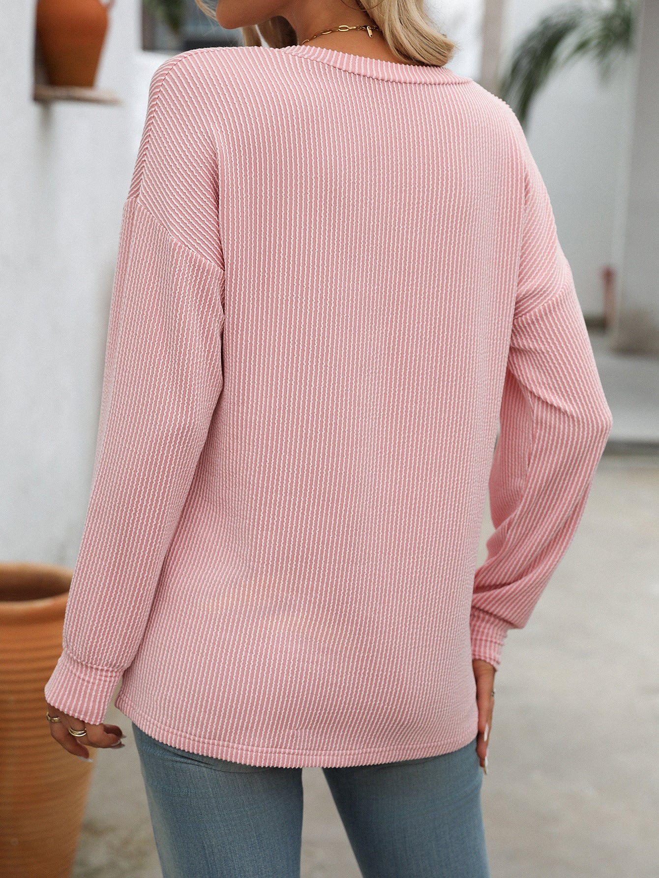 Colorblock V-Neck Loose T-Shirt Casual Style for Summer