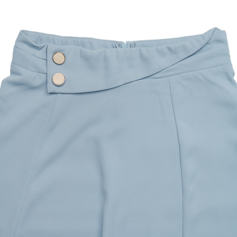 High Waist A-Line Midi Skirt Button Detail Flowy Skirt