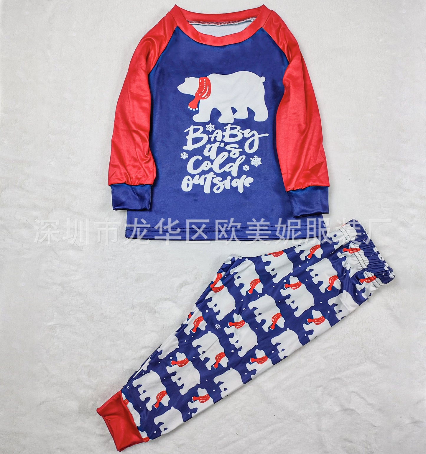 Parent-child Set, Bear Print Loungewear, Christmas Pajamas Two-piece Set