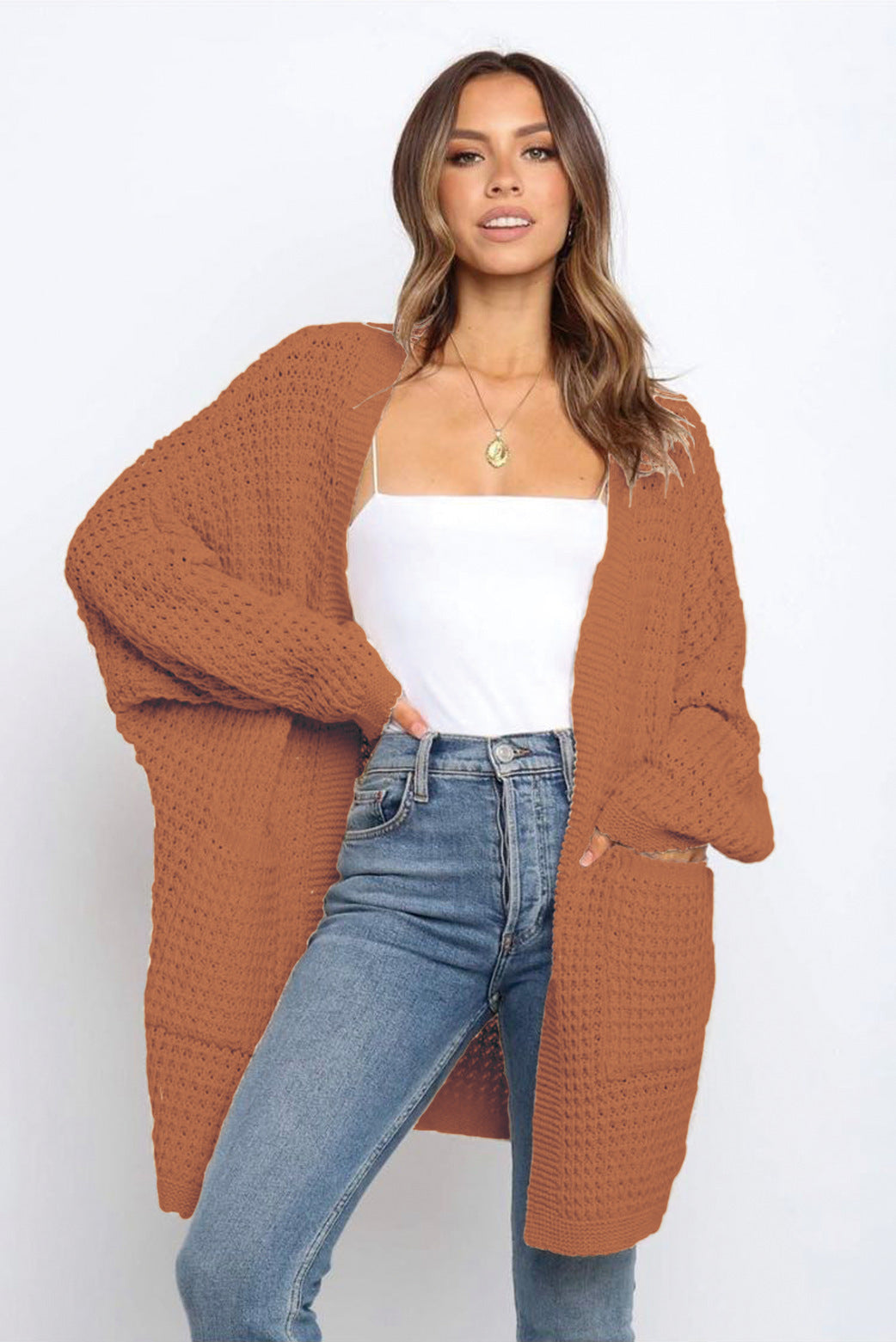 Women's Oversized Chunky Knit Long Cardigan with Pockets
