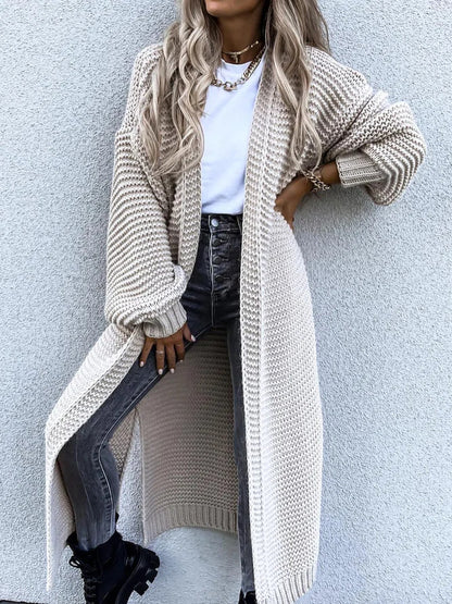 Women's Chunky Knit Long Cardigan Open Front Sweater