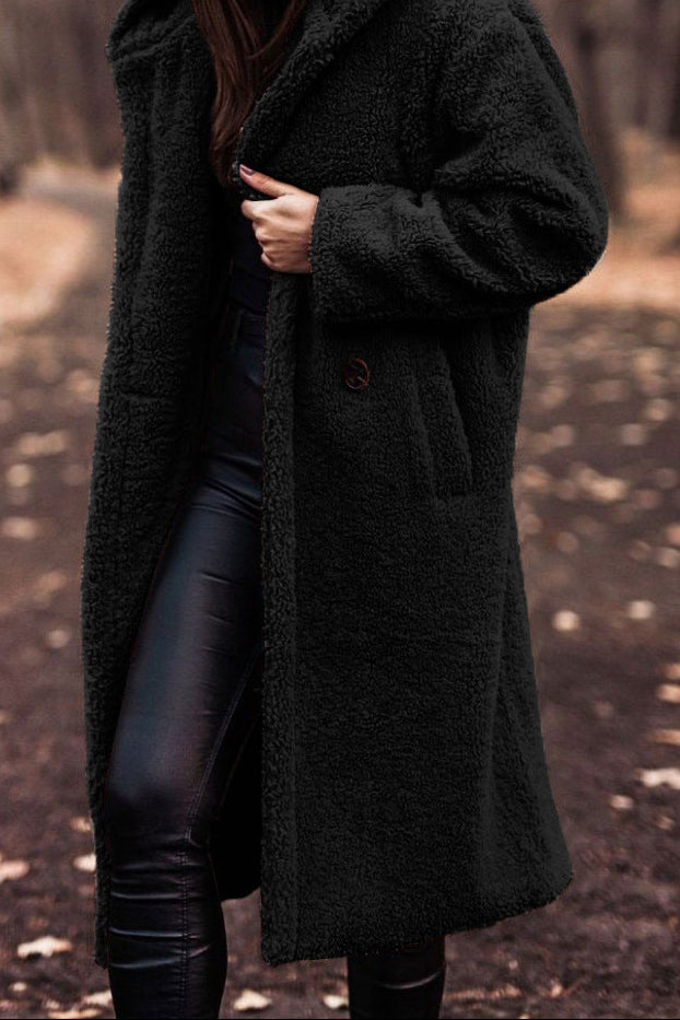 Women's Hooded Long Teddy Coat Winter Fleece Jacket