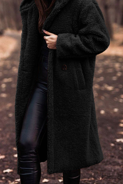 Women's Hooded Long Teddy Coat Winter Fleece Jacket