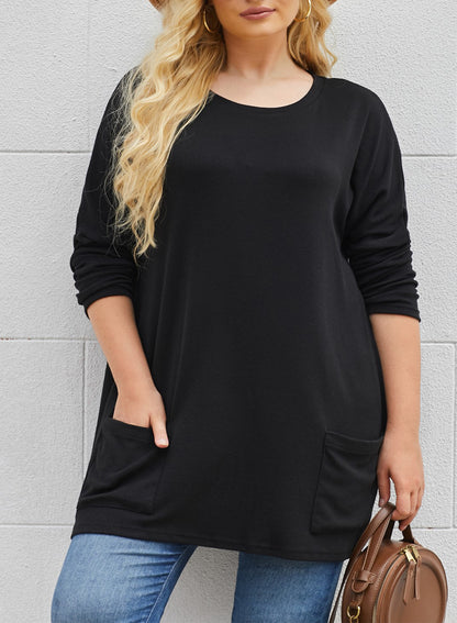 Plus Size Casual Long Sleeve Shirts Lightweight Sweatshirts Fashion Tunic Tops with Pockets