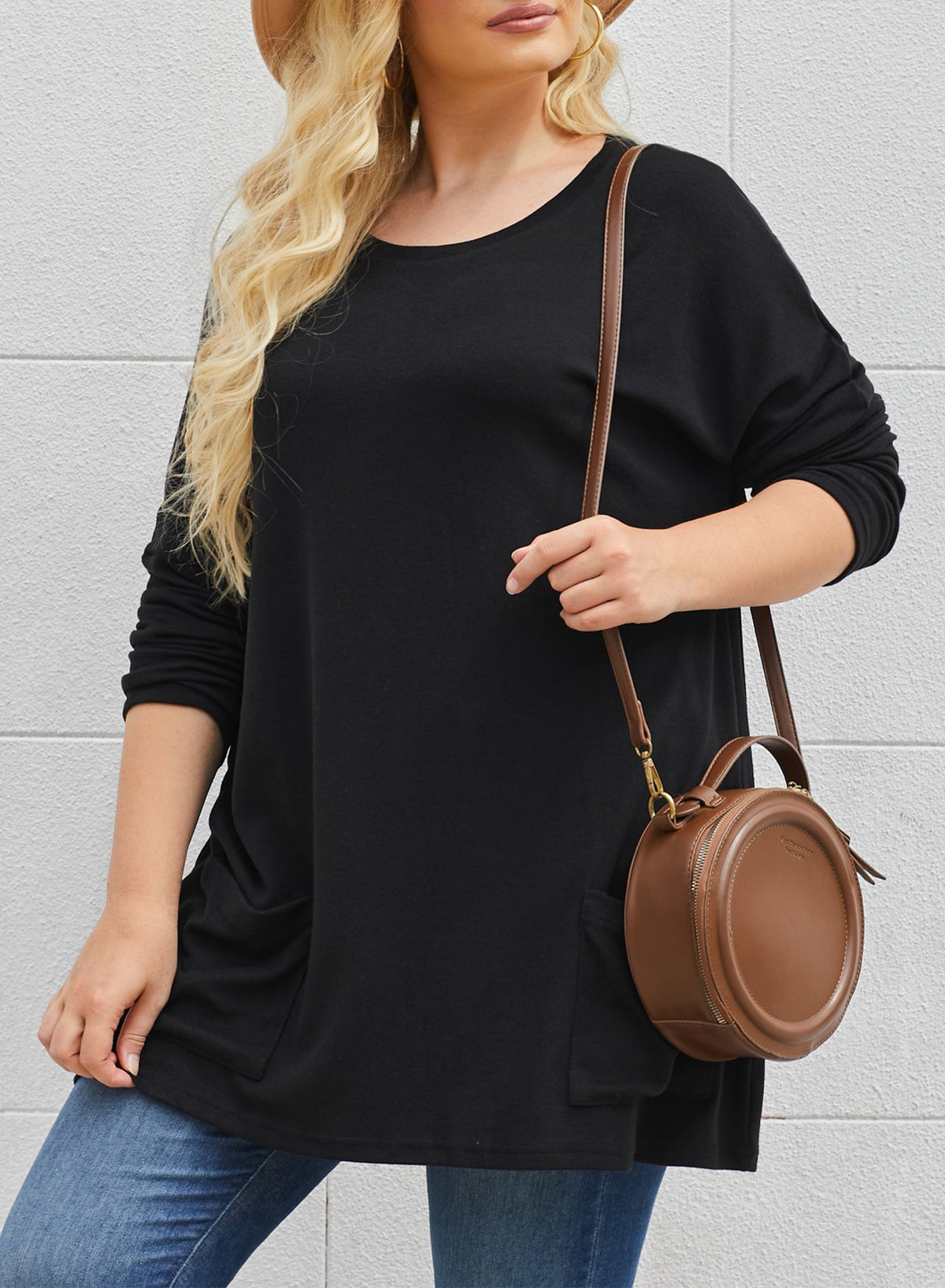 Plus Size Casual Long Sleeve Shirts Lightweight Sweatshirts Fashion Tunic Tops with Pockets