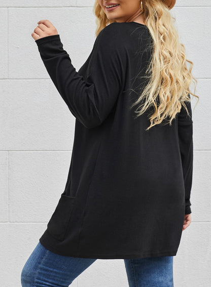 Plus Size Casual Long Sleeve Shirts Lightweight Sweatshirts Fashion Tunic Tops with Pockets