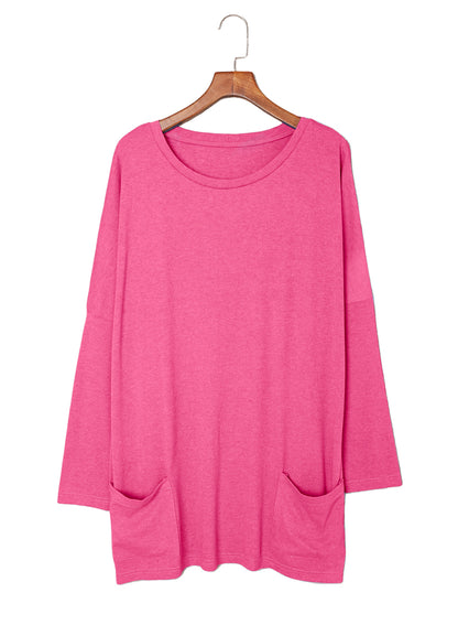 Plus Size Casual Long Sleeve Shirts Lightweight Sweatshirts Fashion Tunic Tops with Pockets