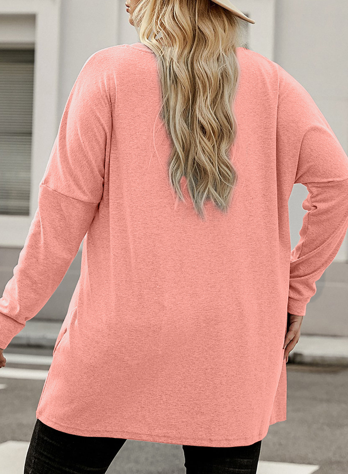 Plus Size Casual Long Sleeve Shirts Lightweight Sweatshirts Fashion Tunic Tops with Pockets