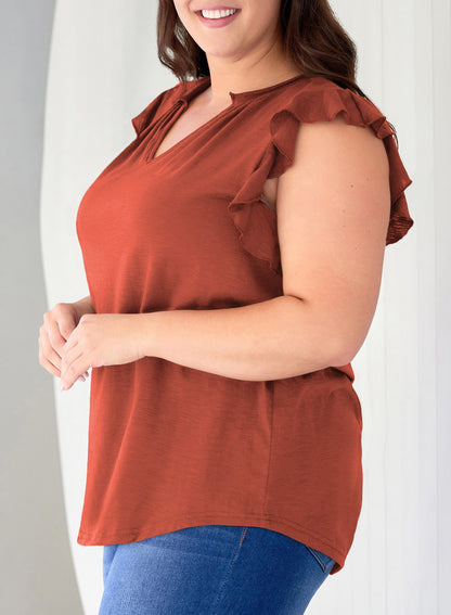 Womens Tops Summer Ruffle Short Sleeve Eyelet V Neck T Shirts Plus Size