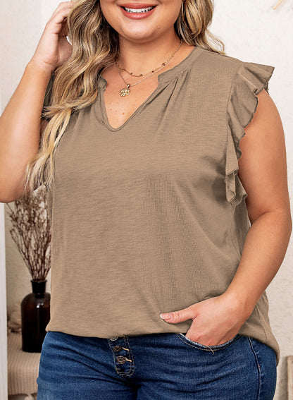 Womens Tops Summer Ruffle Short Sleeve Eyelet V Neck T Shirts Plus Size