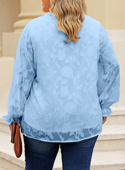 Plus Size Women's Outerwear Tops Long-sleeved Printed Chiffon Pullover Sweater