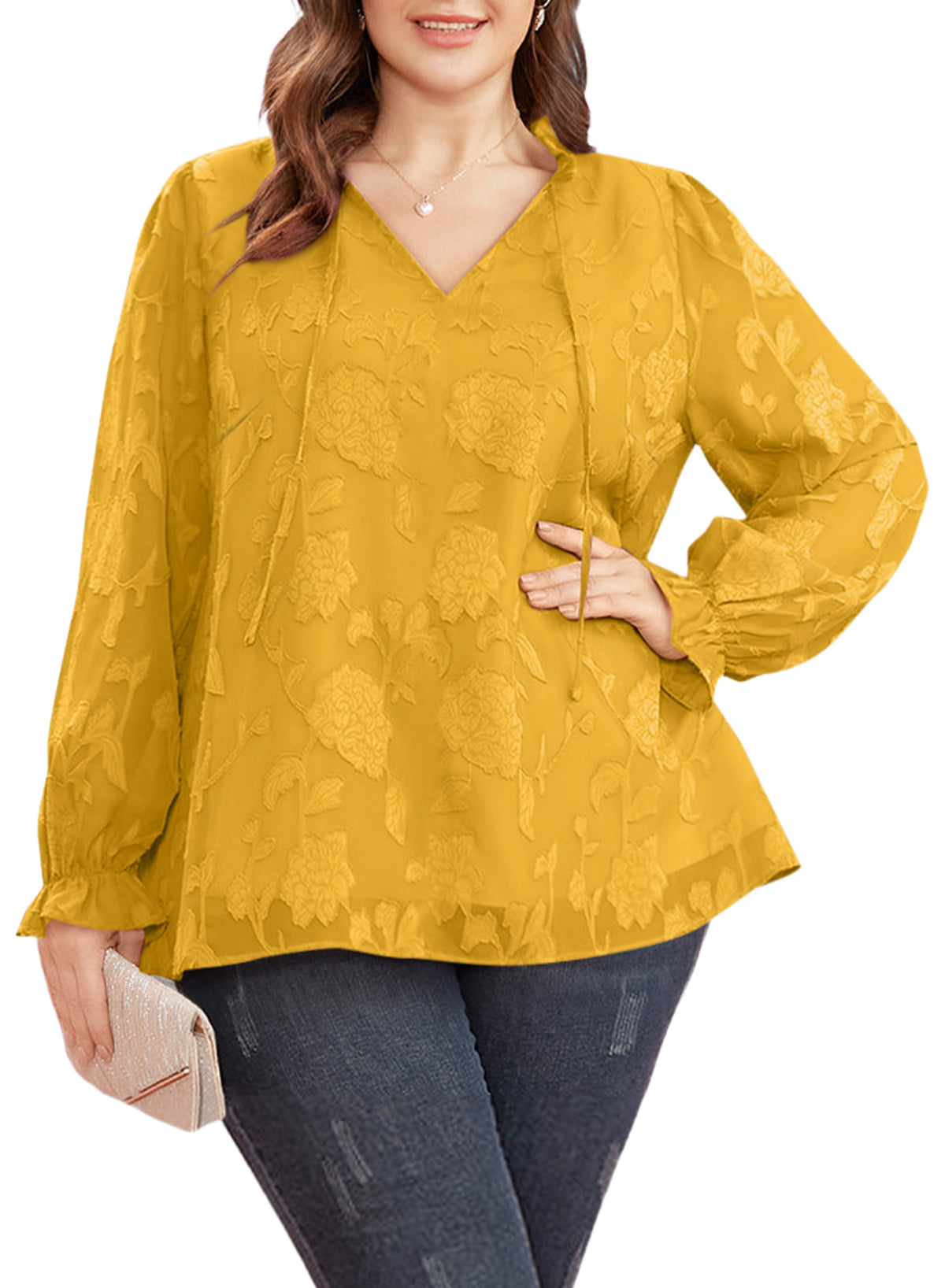 Plus Size Women's Outerwear Tops Long-sleeved Printed Chiffon Pullover Sweater