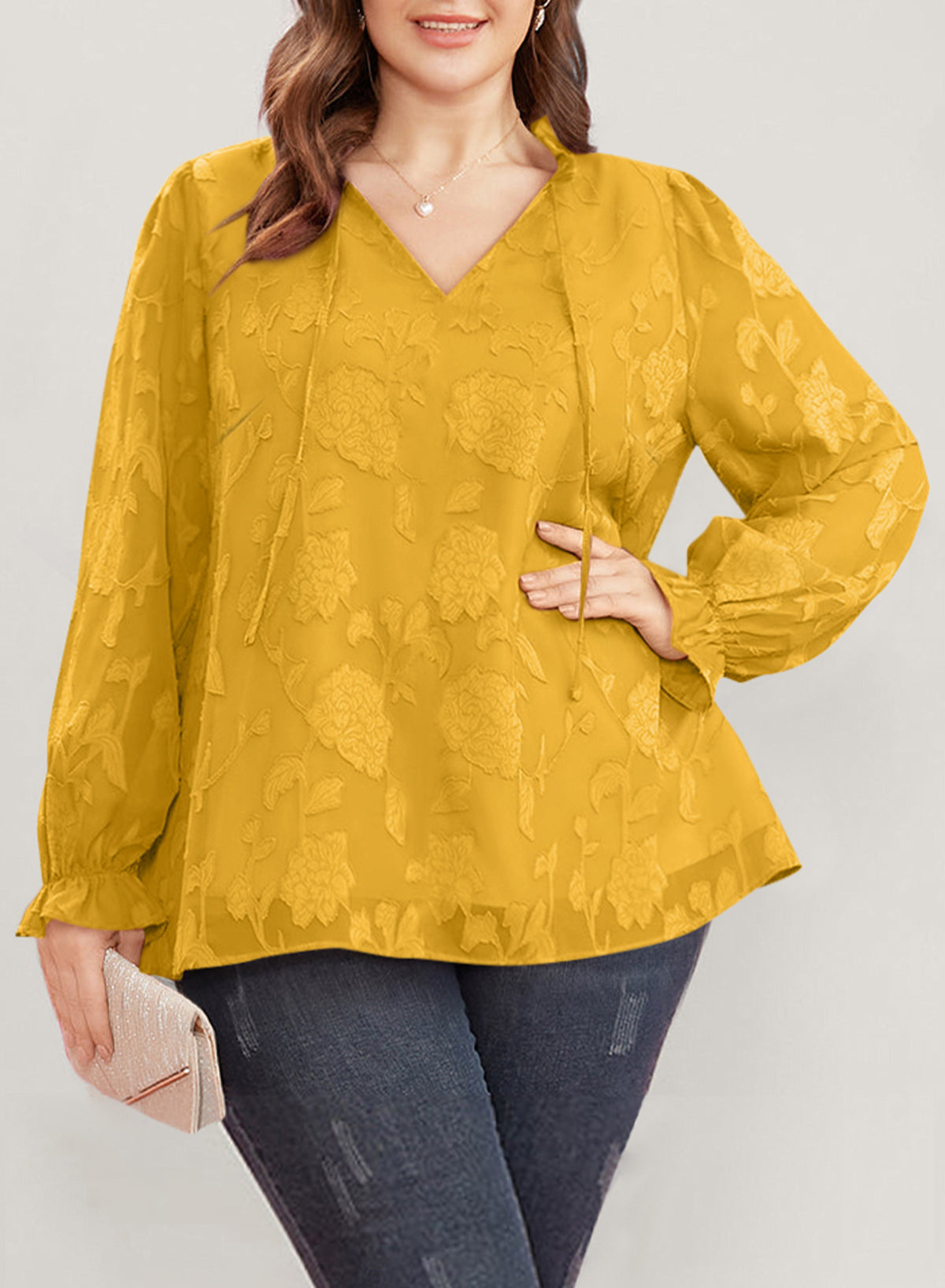 Plus Size Women's Outerwear Tops Long-sleeved Printed Chiffon Pullover Sweater