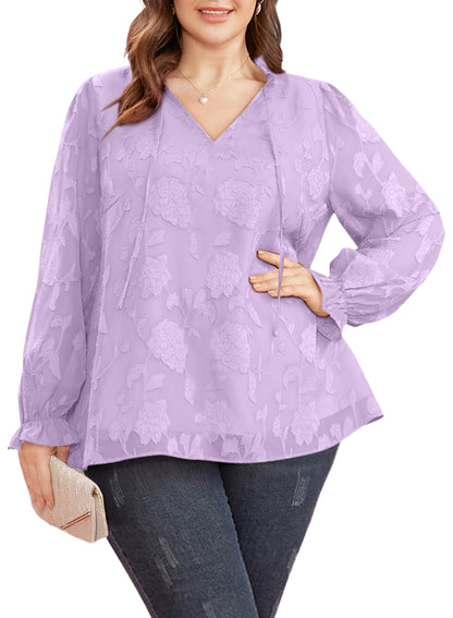 Plus Size Women's Outerwear Tops Long-sleeved Printed Chiffon Pullover Sweater