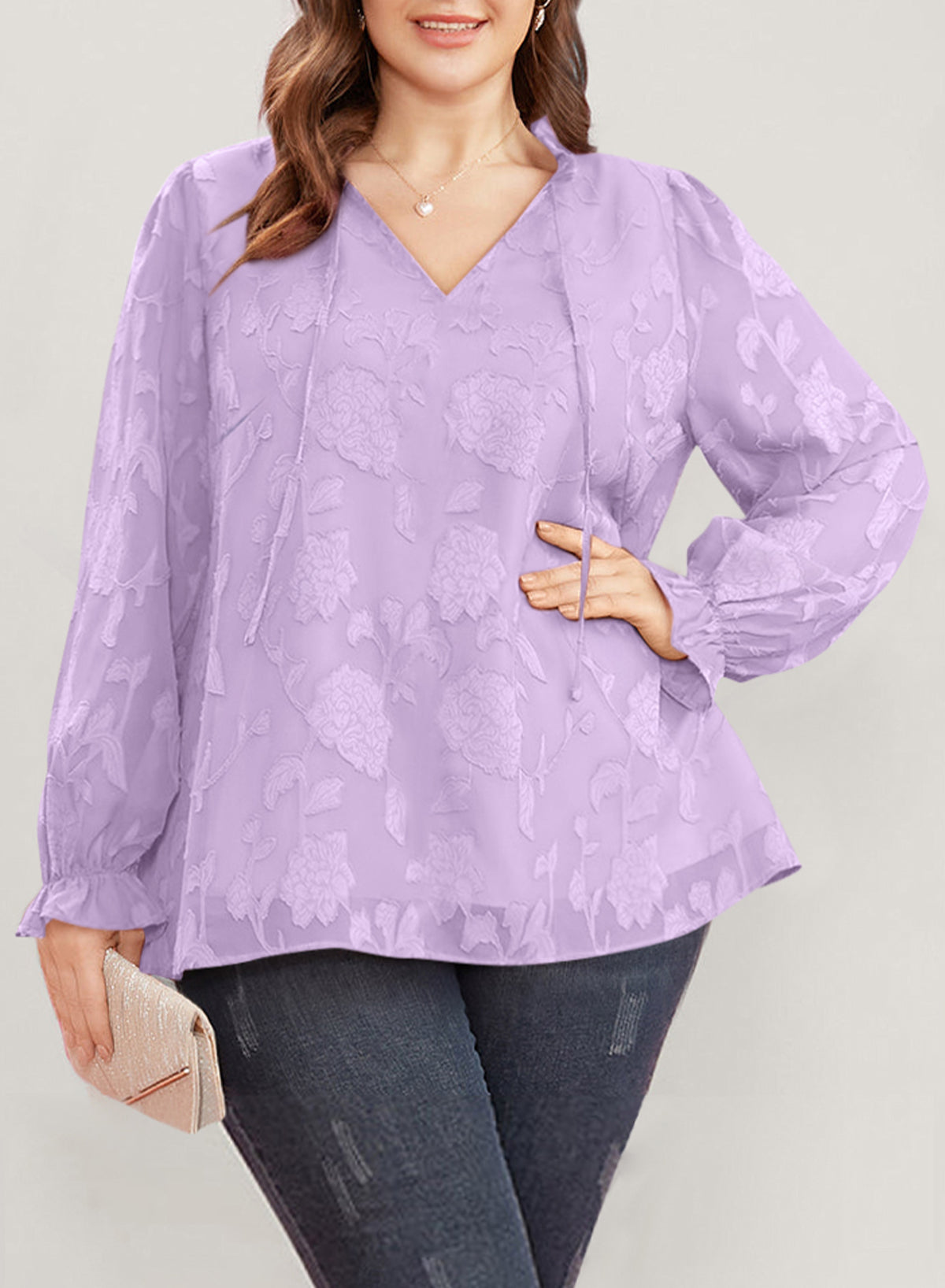 Plus Size Women's Outerwear Tops Long-sleeved Printed Chiffon Pullover Sweater