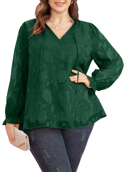 Plus Size Women's Outerwear Tops Long-sleeved Printed Chiffon Pullover Sweater