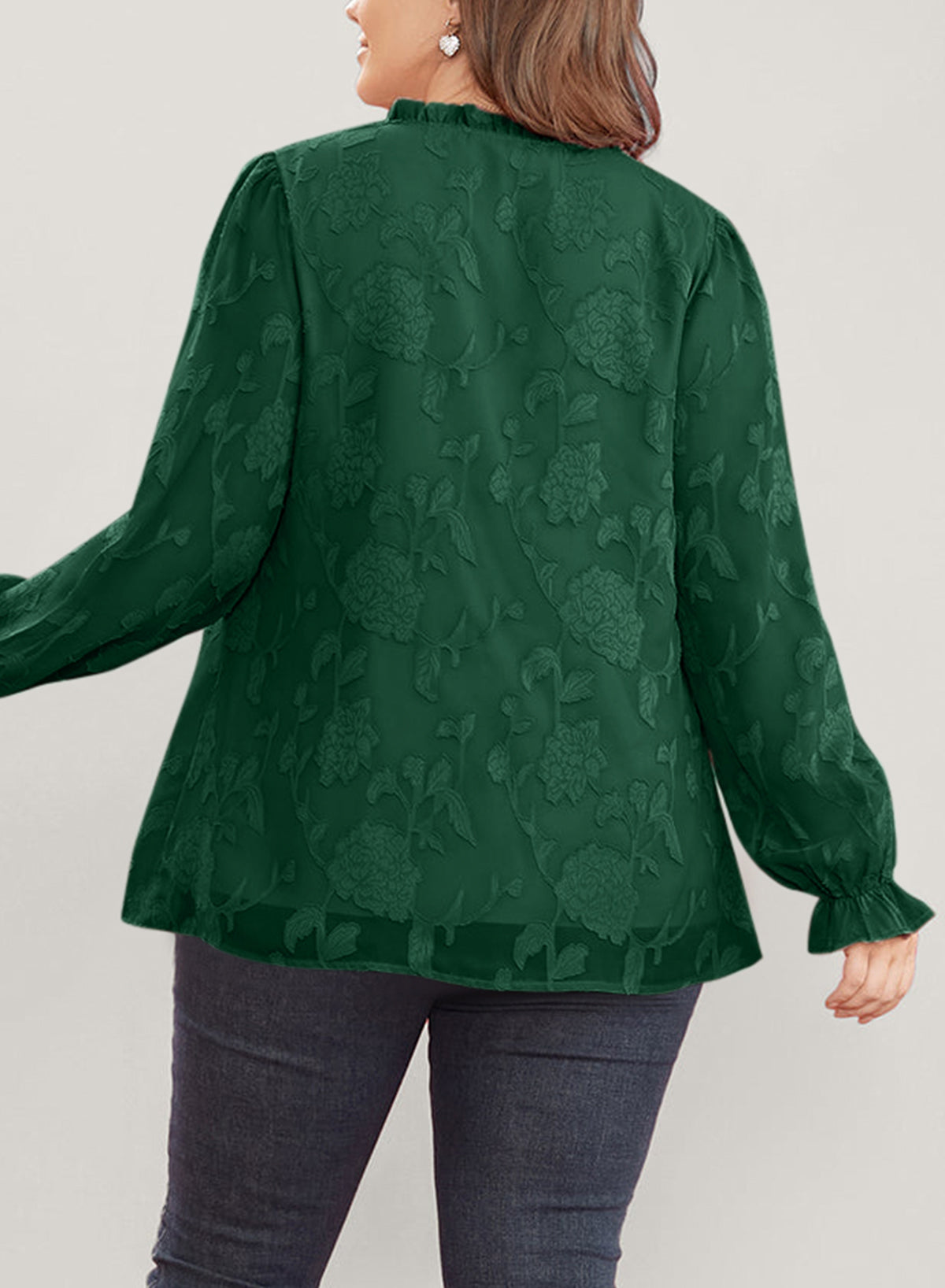 Plus Size Women's Outerwear Tops Long-sleeved Printed Chiffon Pullover Sweater