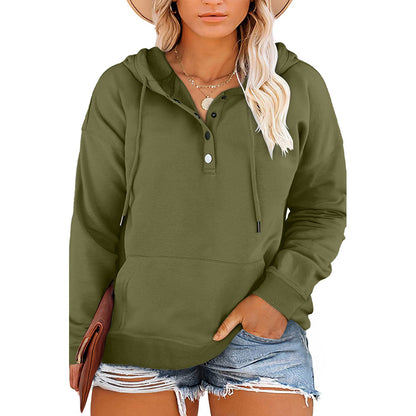 Plus Size Hooded Sweatshirt Solid Color Casual Long Sleeve Top