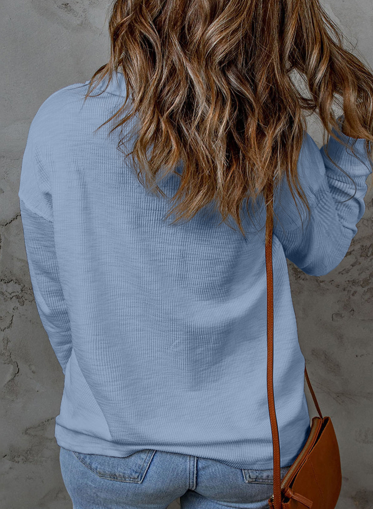 Casual Long Sleeve Waffle Knit Plus Size Shirts Blouses Pullovers Button Front Turn-down Neck Top