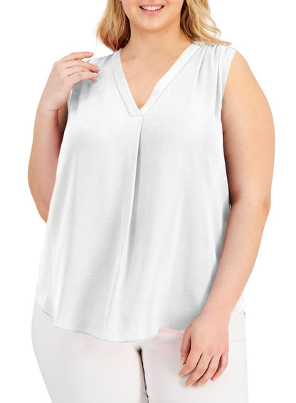 Solid Color Shirt V-Neck Sleeveless Vest Shirt Plus Size