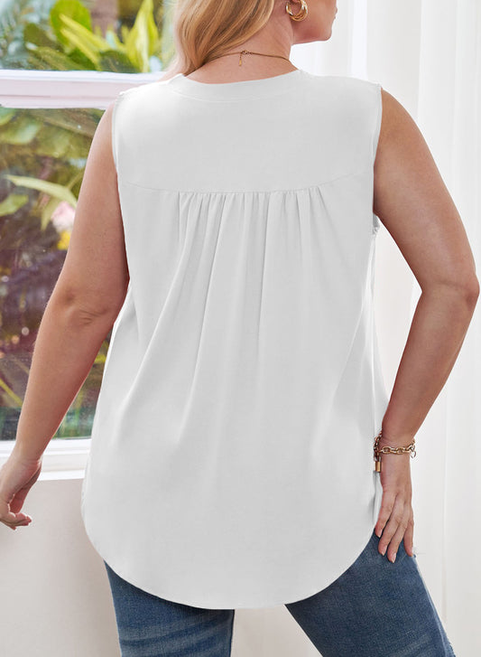 Solid Color Shirt V-Neck Sleeveless Vest Shirt Plus Size