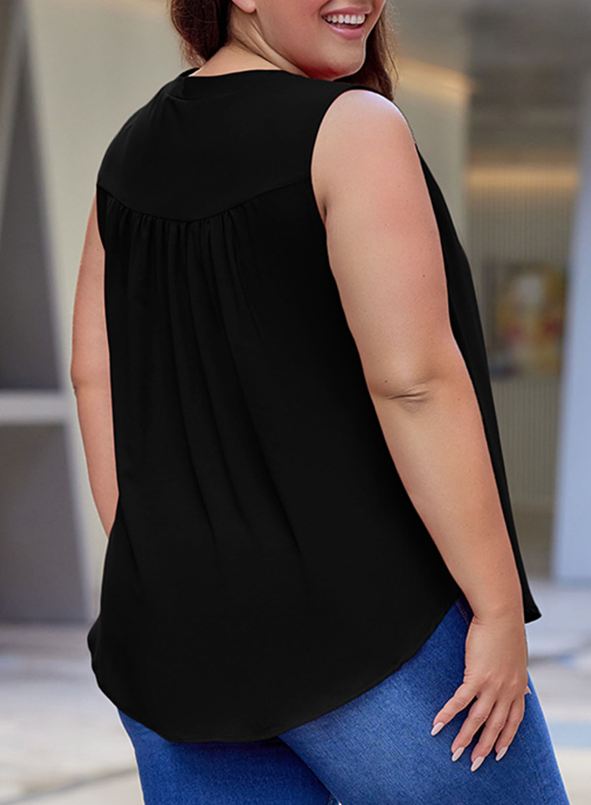 Solid Color Shirt V-Neck Sleeveless Vest Shirt Plus Size