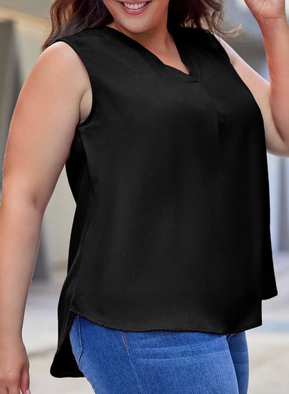 Solid Color Shirt V-Neck Sleeveless Vest Shirt Plus Size