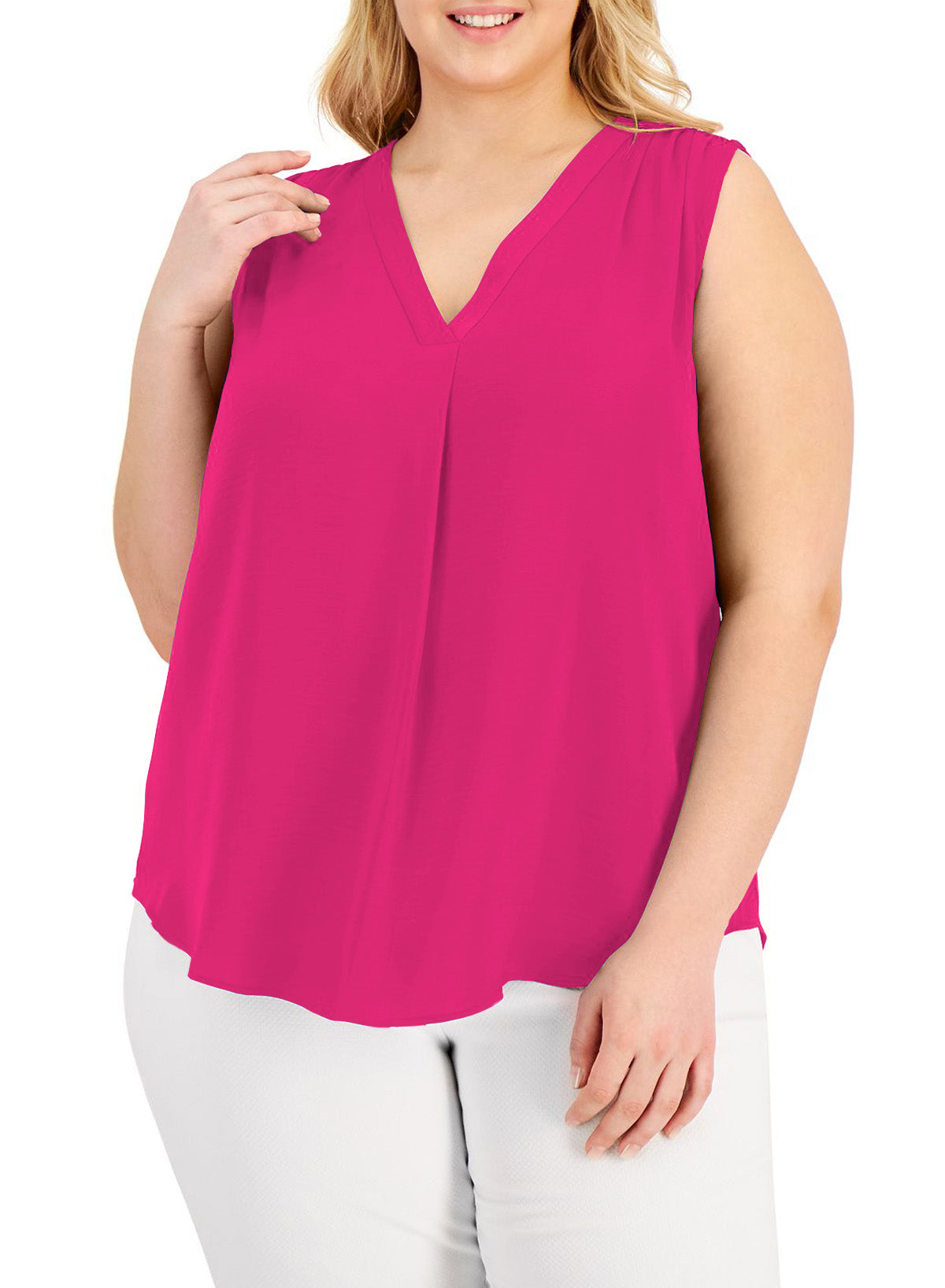 Solid Color Shirt V-Neck Sleeveless Vest Shirt Plus Size