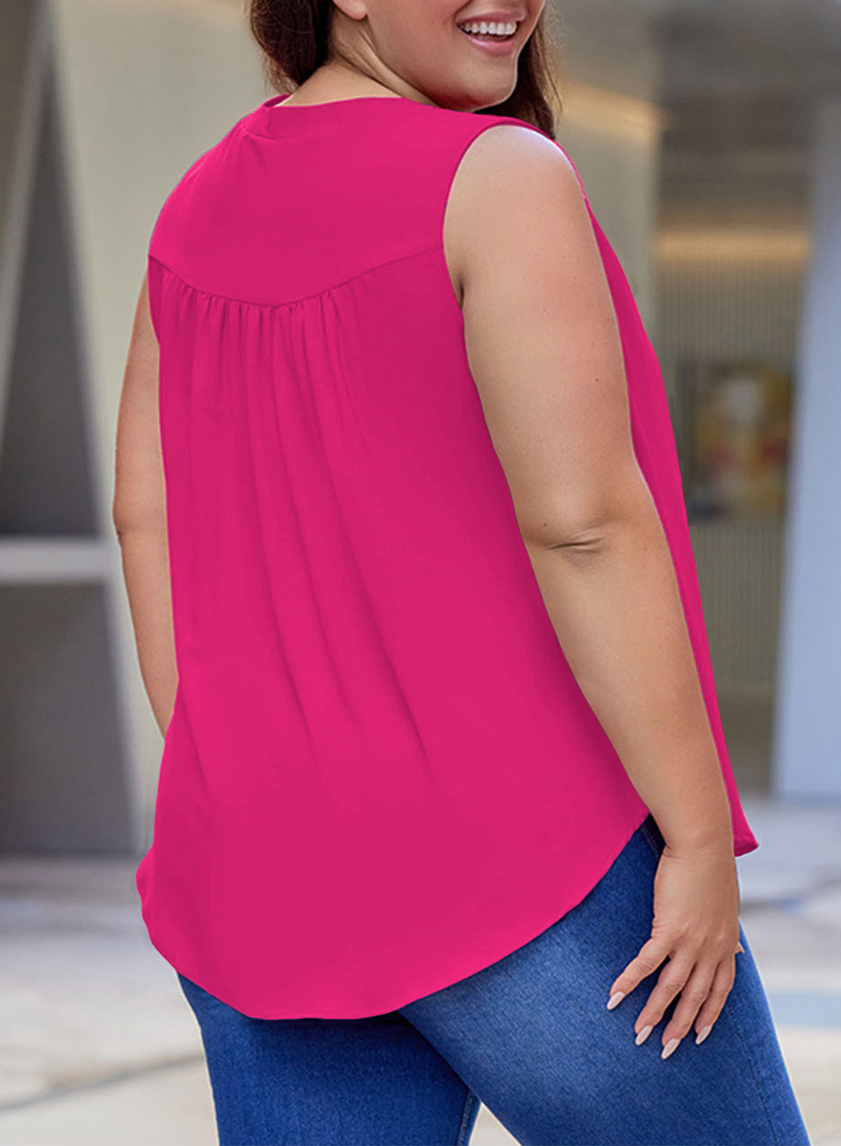 Solid Color Shirt V-Neck Sleeveless Vest Shirt Plus Size